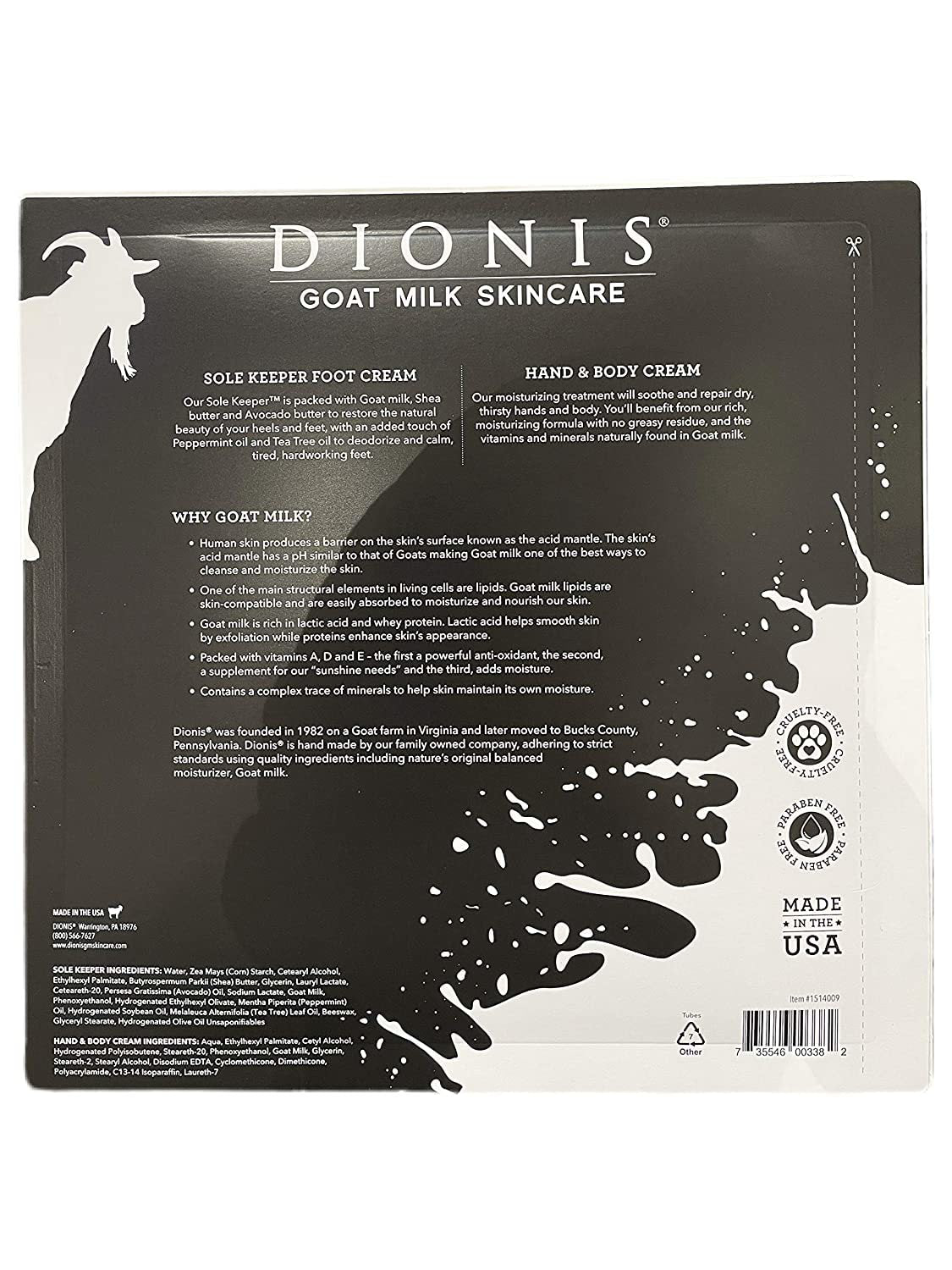 DIONIS Natural Goat Milk Skincare Hand Cream 3.3 OZ & Foot Cream 4 OZ