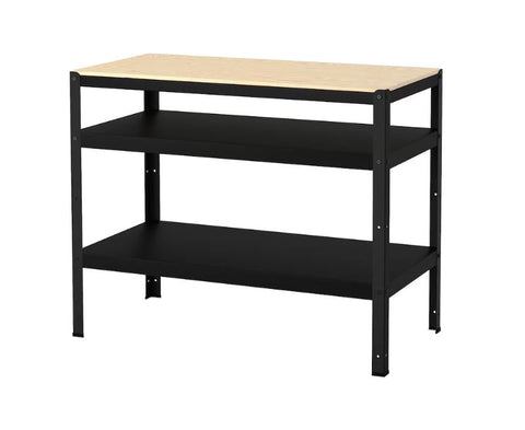 IKEA BROR Work Bench, Black, Pine Plywood, 110×55 cm