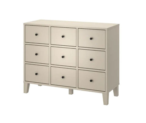 IKEA BRYGGJA Chest of 9 Drawers, Storage Chest Tower Unit for Bedroom, Hallway, Closet, Office Organization Beige 118x92 cm