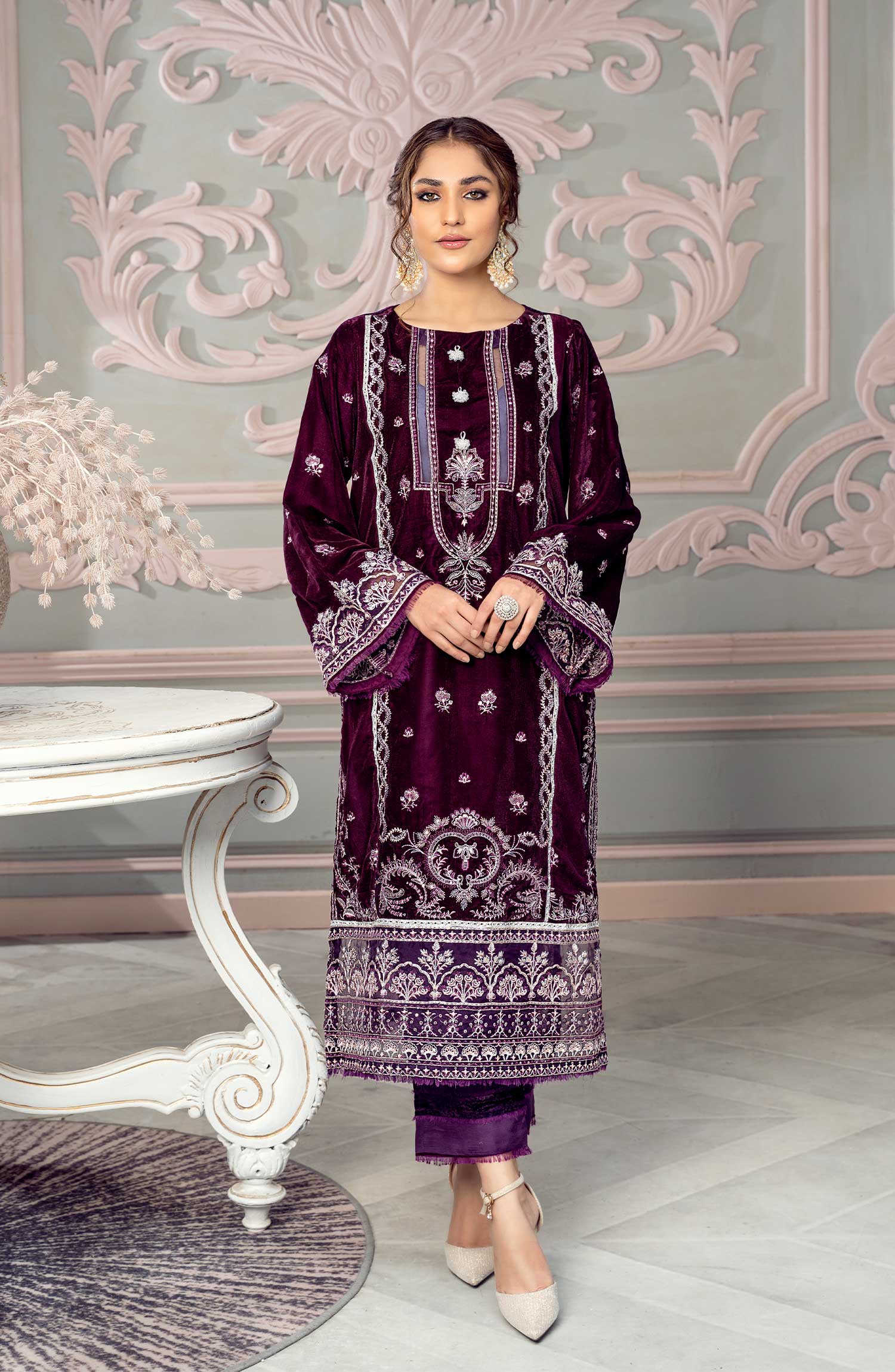 Makhmal Festive Collection Unstitched Velvet 3Pc Suit - JASPER