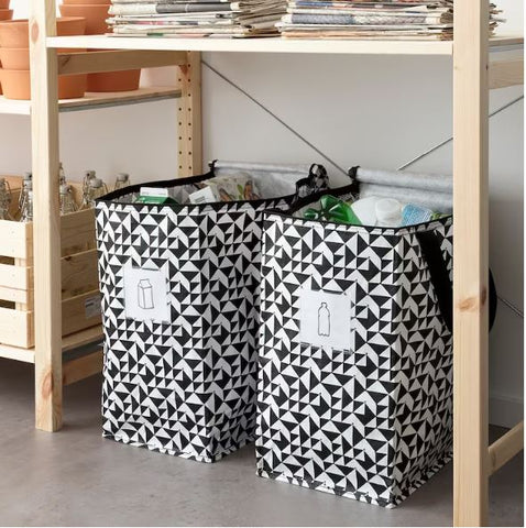 IKEA KNALLA Bag, Black/White, 40x25x47 cm/47L