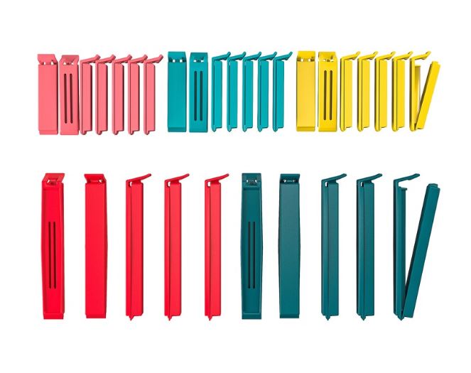 ZEESOON BEVARA Snack Sealing Clip Mixed Color And Sizes, Multicolor, Bag Keeps The Contents Fresh For IKEA (Set Of 26