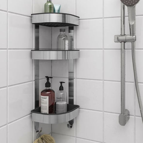 IKEA BROGRUND Corner Wall Shelf Unit, Stainless Steel, 19×58 cm