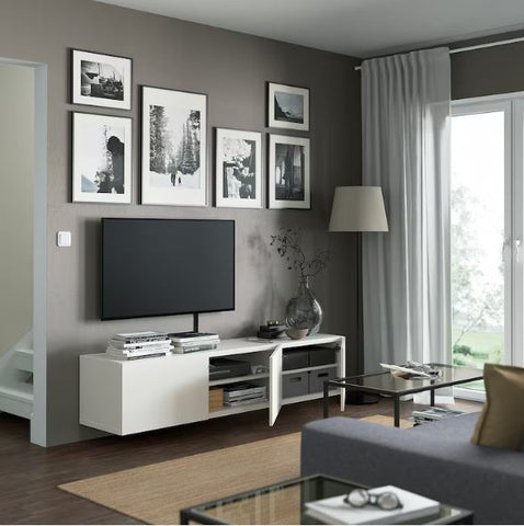 IKEA BESTA TV bench with doors, white, Lappviken white, 180x42x38 cm
