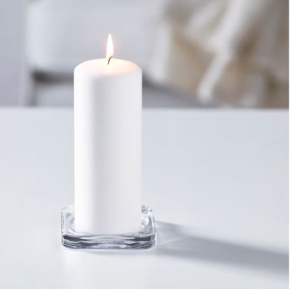 IKEA GLASIG Candle Dish, Clear Glass, 10×10 cm