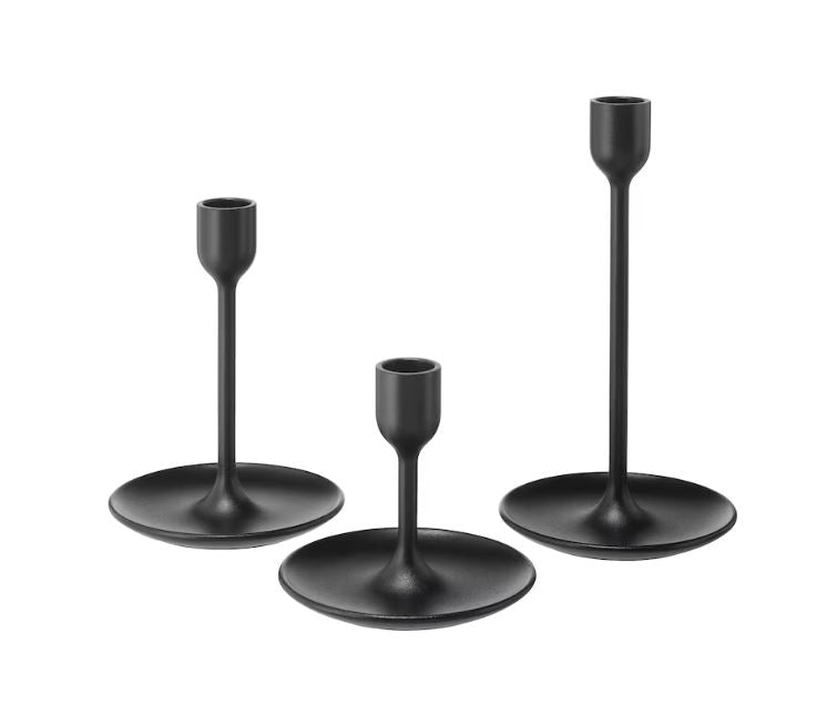 IKEA FULLTALIG Candlestick, set of 3, Black