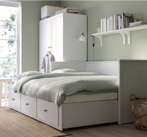 IKEA HEMNES Day-Bed Frame with 3 Drawers, White, 80×200 cm