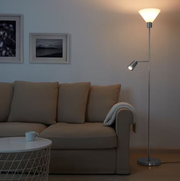 IKEA FLUGBO Floor Uplighter - Reading Lamp, Nickel-Plated