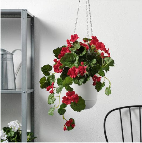 IKEA FEJKA Artificial Potted Plant, in-Outdoor Geranium-Hanging Red 12 cm