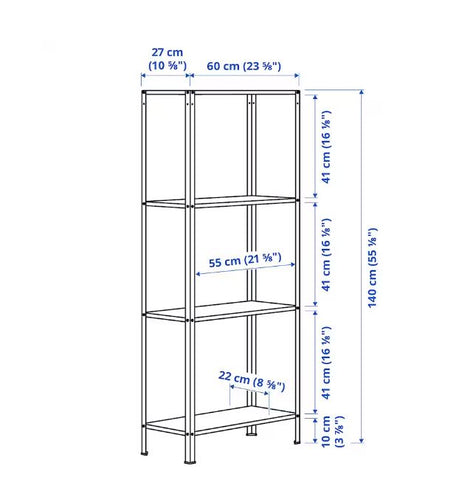 IKEA HYLLIS Shelving Unit, in/outdoor Galvanised, 60x27x140 cm