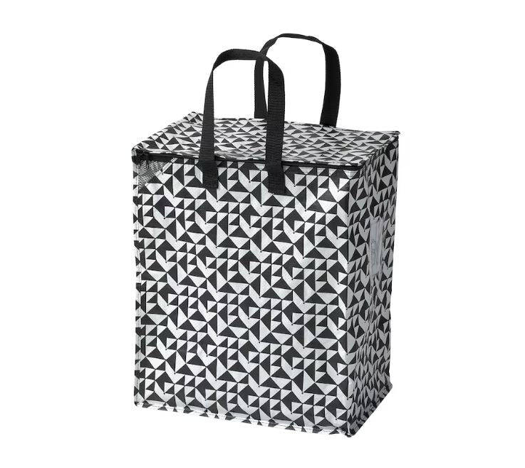 IKEA KNALLA Bag, Black/White, 40x25x47 cm/47L