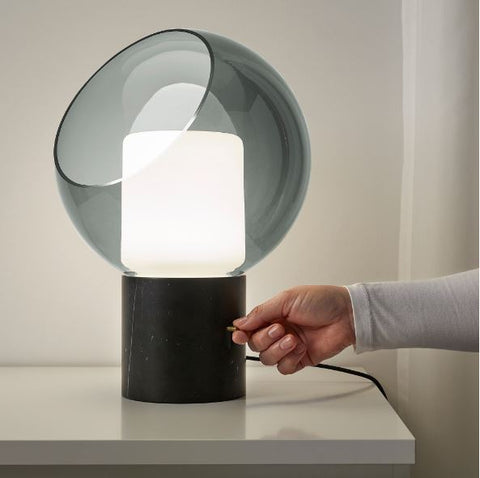 IKEA EVEDAL Table Lamp, Marble Grey, Grey Globe