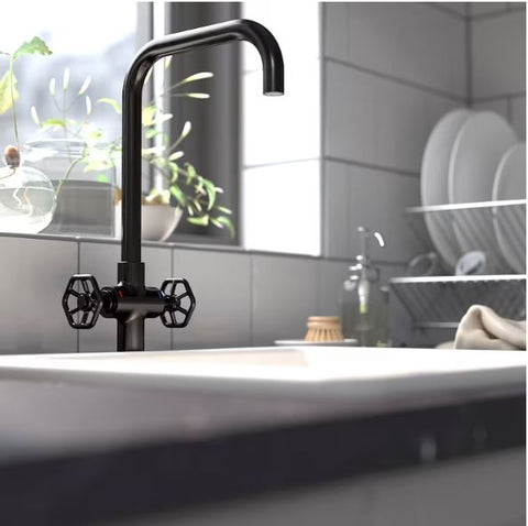 IKEA GAMLESJON Dual-Control Kitchen Mixer Tap, Brushed Black, Metal