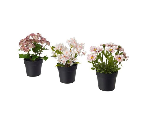 IKEA FEJKA Artificial Potted Plant, In - Outdoor Pink 9 cm 3pc