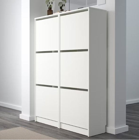 IKEA BISSA Shoe Cabinet With 3 Compartments, 49×135 cm- White