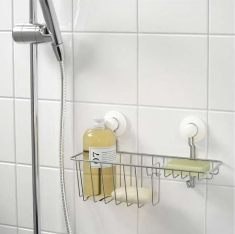 IKEA IMMELN Shower/Soap Basket with Hook, Zinc Plated 30x15 cm
