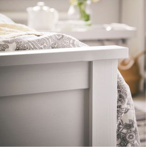 IKEA HEMNES Bed Frame with 2 Storage Boxes, White Stain, Luröy, 90×200 cm