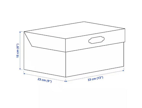 IKEA HYVENS Storage Box With Lid, Grey-Green White-Paper 33x23x15 cm - 1pc
