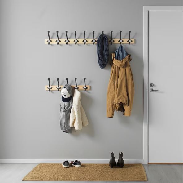 IKEA KARTOTEK Rack With 5 Hooks, Pine/Grey