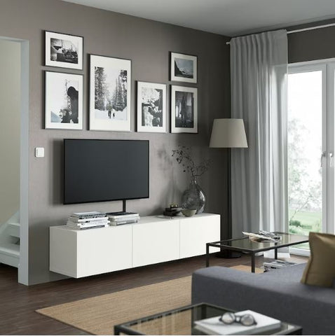 IKEA BESTA TV bench with doors, white, Lappviken white, 180x42x38 cm