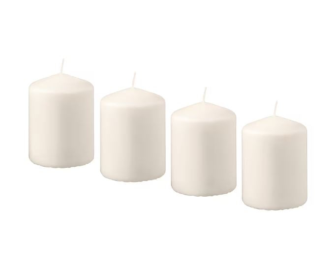 IKEA HEMSJO Unscented Block Candle, Long Lasting Candles - Dripless Clean Burning Smokeless Dinner Candle - Perfect for Wedding Candles, Parties and Special Occasions Natural 8 cm
