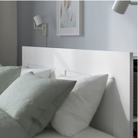 IKEA BRIMNES Bed Frame with Storage and Headboard, White, Luröy, 160x200cm