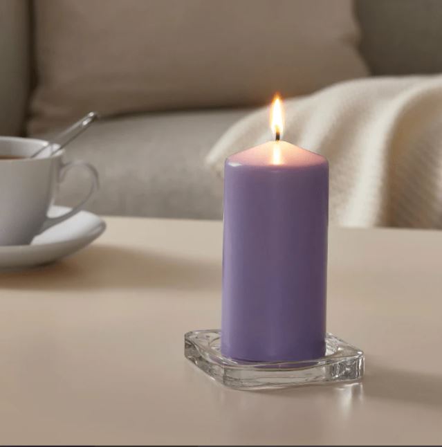 IKEA DAGLIGEN Unscented Block Candle, 14 cm Light Purple
