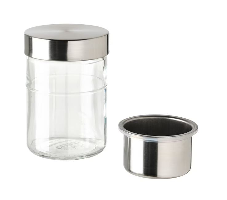 IKEA DAGKLAR Jar with Insert, Clear Glass - Stainless Steel 0.4 L