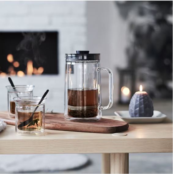 IKEA EGENTLIG Coffee/Tea Maker, Double-Walled, Clear Glass, 0.9 l