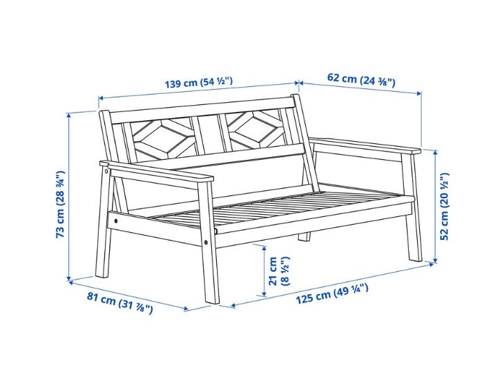 IKEA BONDHOLMEN 2-Seat Sofa Outdoor 139x81x73 cm Grey