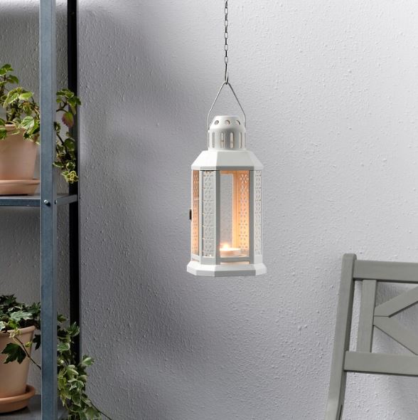 IKEA ENRUM Lantern For Tealight, In-Outdoor, Lantern Candle Holder for Wedding, Home Decor and Party Grey 22 cm