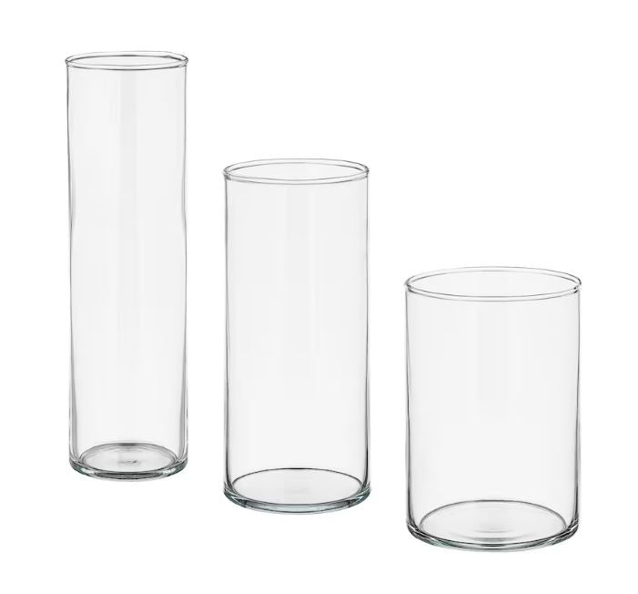 IKEA CYLINDER Vase, Set of 3, Clear Glass