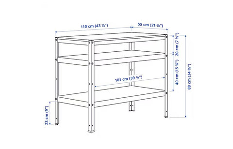 IKEA BROR Work Bench, Black, Pine Plywood, 110×55 cm