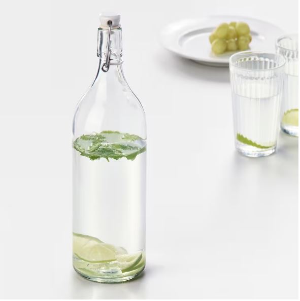 IKEA KORKEN Bottle with Stopper, Clear Glass, 1 L