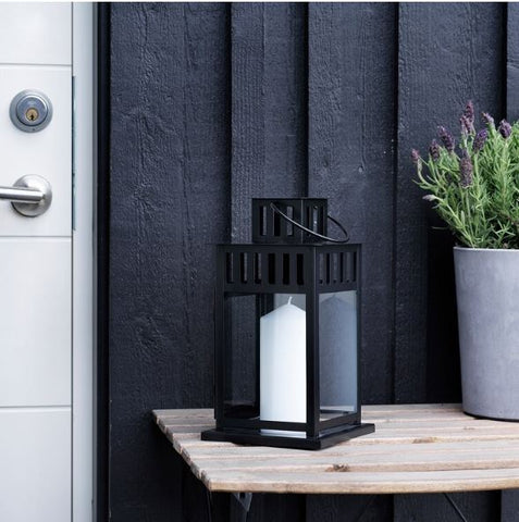 IKEA BORRBY Lantern for Block Candle, in/outdoor Black, 28 cm
