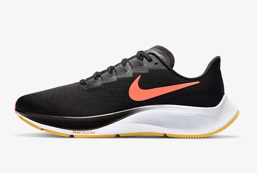 Nike Air Zoom Pegasus 37 Men's Road Running Shoes, Black/Bright Mango ...