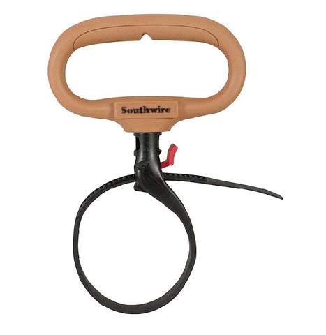 Southwire 4-Inch Adjustable Heavy Duty Clamp Tie w/ Rotating Handle, Reusable Zip Down Cable, Brown