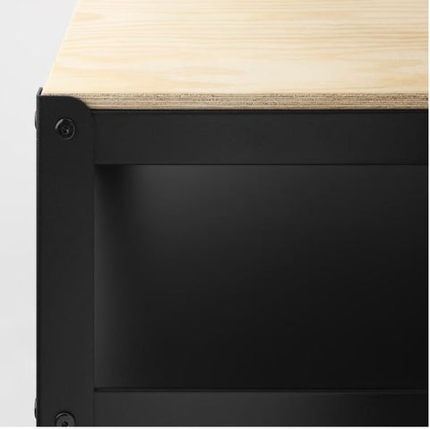 IKEA BROR Work Bench, Black, Pine Plywood, 110×55 cm